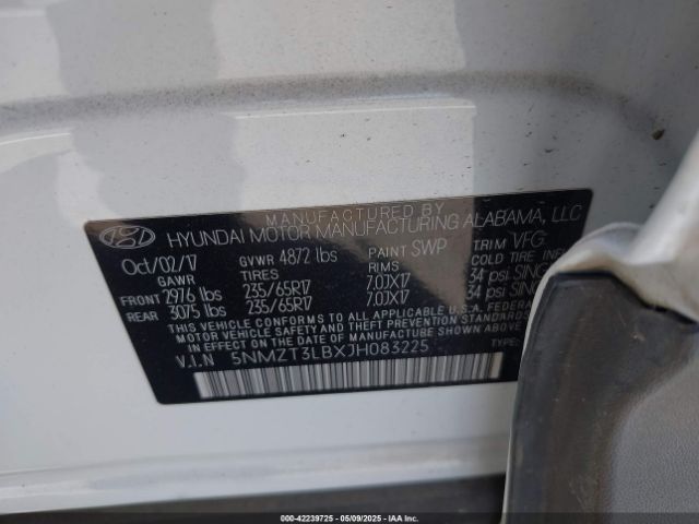 5NMZT3LBXJH083225 Hyundai Santa Fe Sport 2.4l