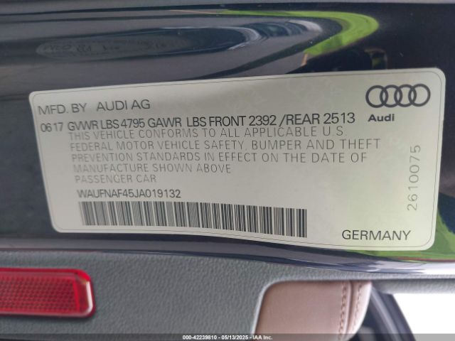 WAUFNAF45JA019132 Audi A4 2.0t Premium