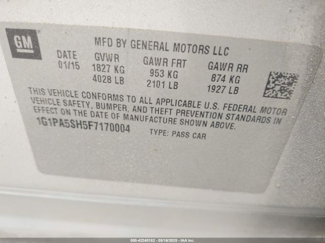 1G1PA5SH5F7170004 Chevrolet Cruze Ls Auto