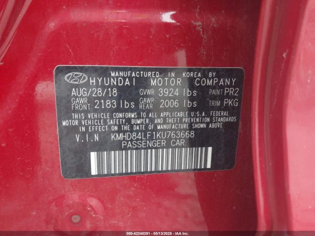 KMHD84LF1KU763668 Hyundai Elantra Value Edition