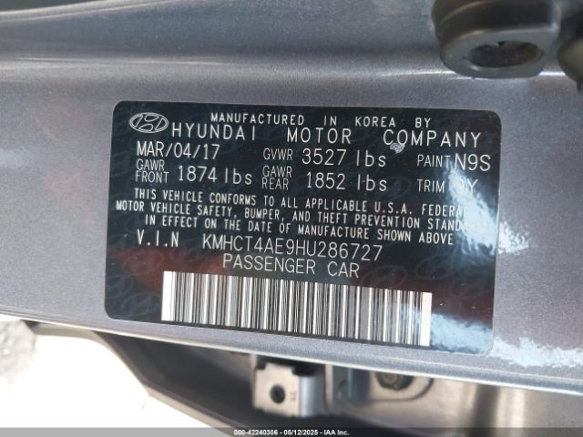 KMHCT4AE9HU286727 Hyundai ACCENT SE
