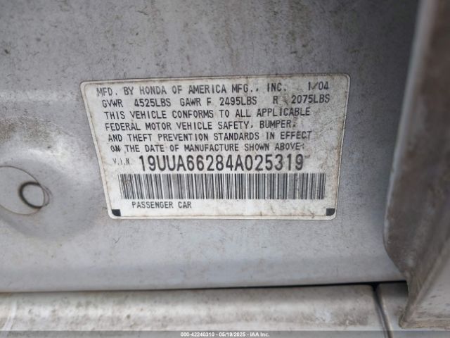 2004 ACURA TL 19UUA66284A025319 Photo 8