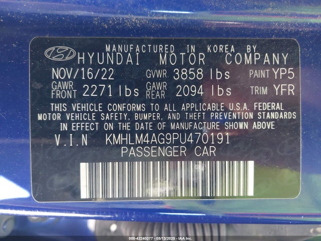 KMHLM4AG9PU470191 Hyundai mpi nu pe