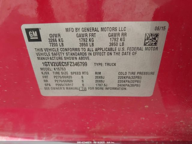 1GTV2UEC5FZ346799 GMC l83 - vvt, active fuel management, aluminum