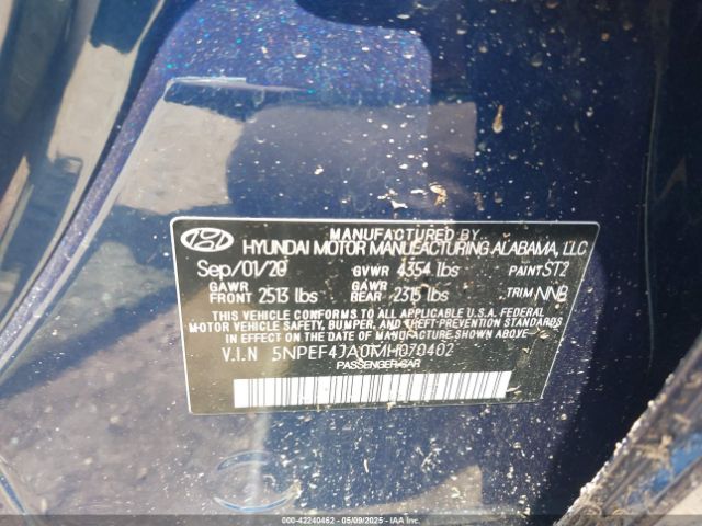 5NPEF4JA0MH070402 Hyundai SONATA SEL