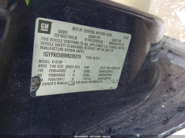 2008 CADILLAC ESCALADE 1GYFK63888R206015 Photo 8