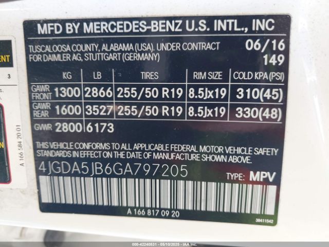 4JGDA5JB6GA797205 Mercedes-Benz GLE 350