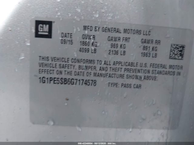 1G1PE5SB6G7174578 Chevrolet Cruze Limited 1lt Auto