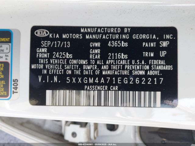5XXGM4A71EG262217 KIA Optima Lx
