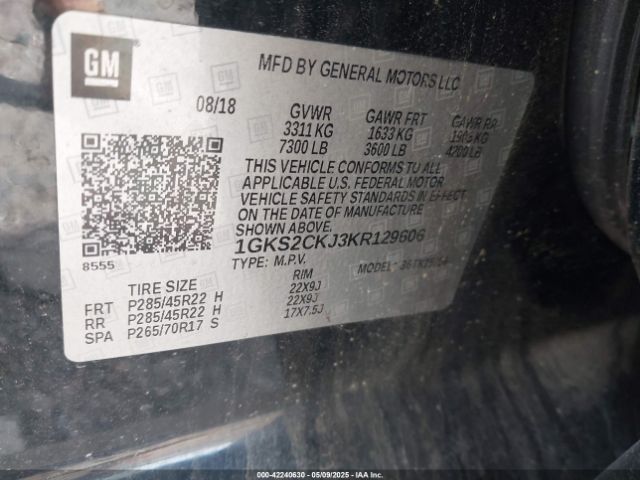 1GKS2CKJ3KR129606 GMC YUKON DENALI
