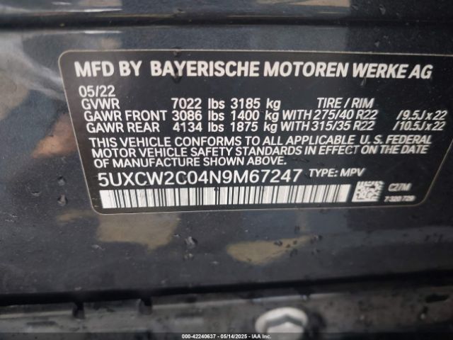 5UXCW2C04N9M67247 BMW X7 Xdrive40i