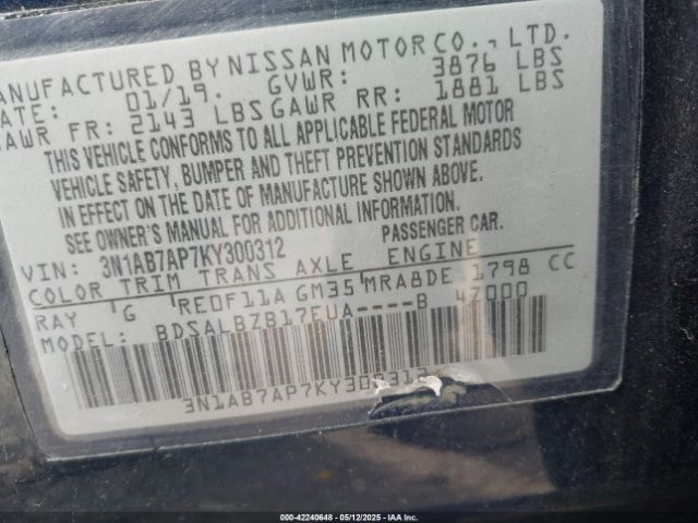 3N1AB7AP7KY300312 Nissan SENTRA S