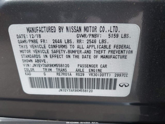 JN1EV7AR9KM558120 Infiniti Q50
