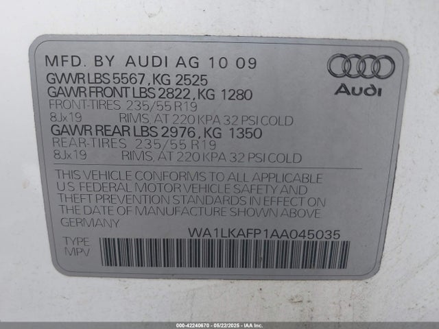 2010 AUDI Q5 WA1LKAFP1AA045035 Photo 8