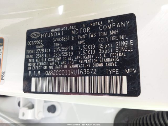 KM8JCCD11RU163872 Hyundai Tucson Hybrid Sel Convenience