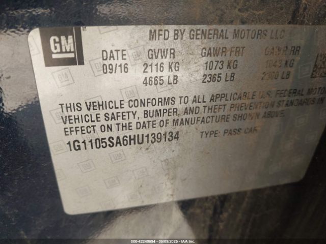 1G1105SA6HU139134 Chevrolet IMPALA 1LT