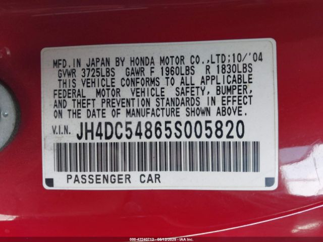 2005 ACURA RSX JH4DC54865S005820 Photo 8