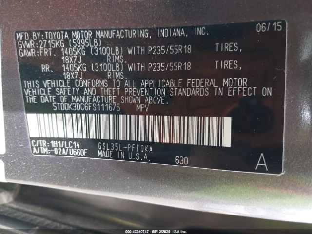 2015 TOYOTA SIENNA 5TDDK3DC6FS111675 Photo 8