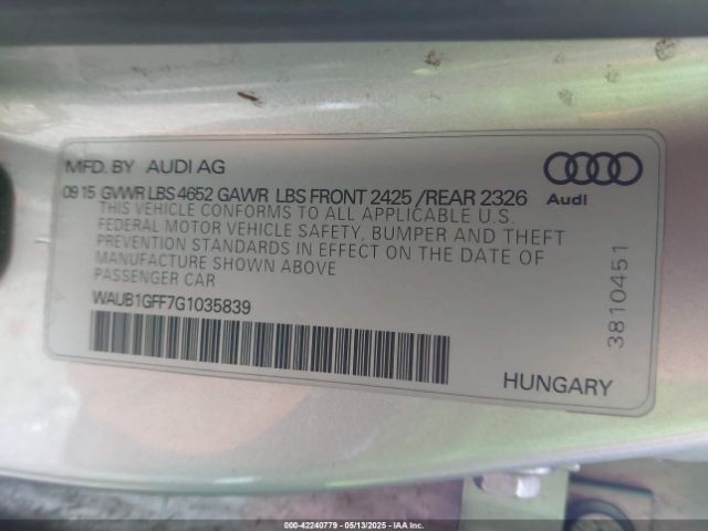 2016 AUDI S3 WAUB1GFF7G1035839 Photo 8