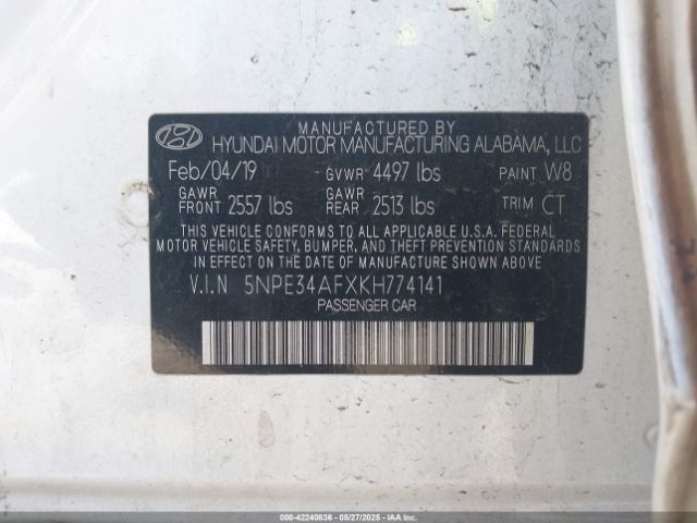 5NPE34AFXKH774141 Hyundai Sonata Sport