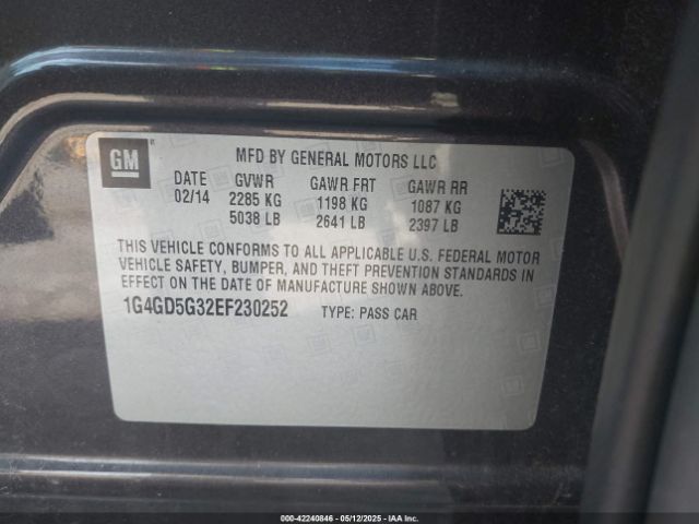 1G4GD5G32EF230252 Buick Lacrosse Premium I Group
