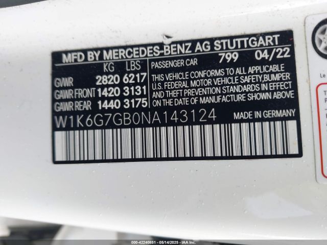 2022 MERCEDES-BENZ S 580 W1K6G7GB0NA143124 Photo 8