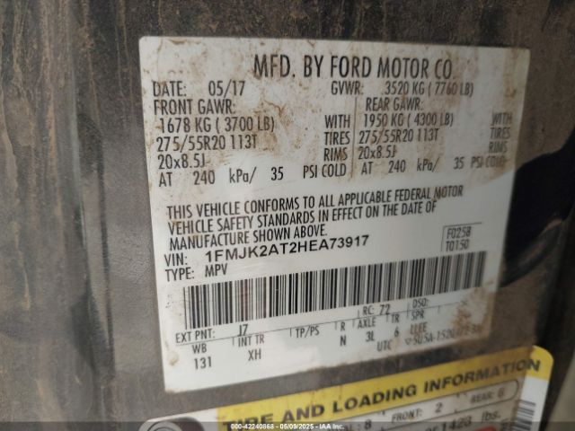 1FMJK2AT2HEA73917 Ford 3.5l gtdi ffv/gasoline