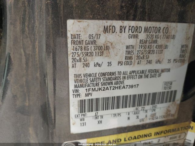 1FMJK2AT2HEA73917 Ford 3.5l gtdi ffv/gasoline