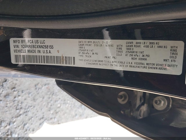 1C6RREBGXNN268155 RAM 1500