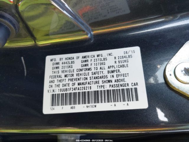 19UUB1F34FA026219 Acura TLX