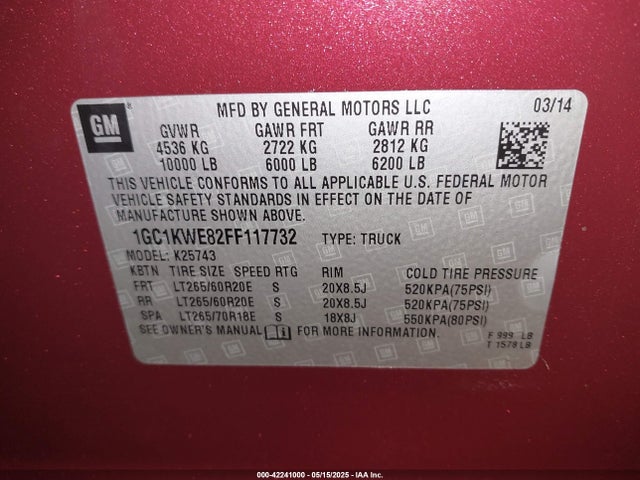 1GC1KWE82FF117732 Chevrolet Silverado 2500hd Ltz