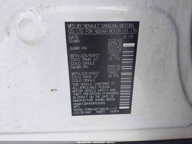 Nissan ROGUE SV 2016 KNMAT2MV6GP631589 Image 9