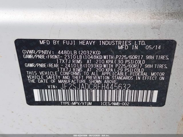 JF2SJADC8FH445632 Subaru Forester 2.5i Premium