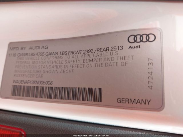 2019 AUDI A4 WAUENAF43KN005008 Photo 8