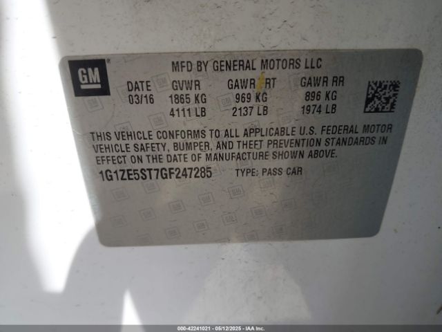 1G1ZE5ST7GF247285 Chevrolet MALIBU 1LT