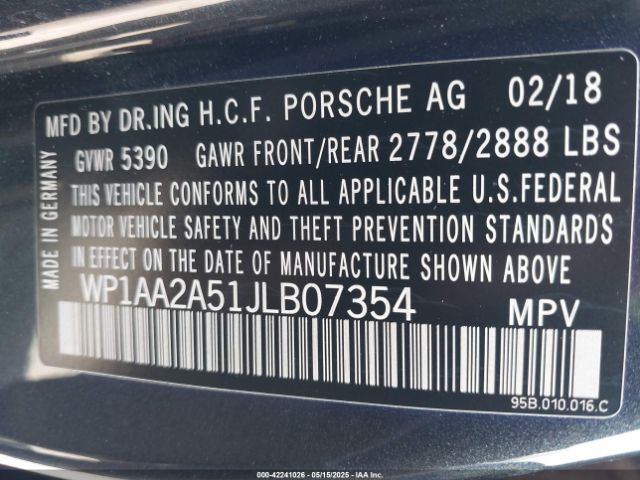 2018 PORSCHE MACAN WP1AA2A51JLB07354 Photo 8