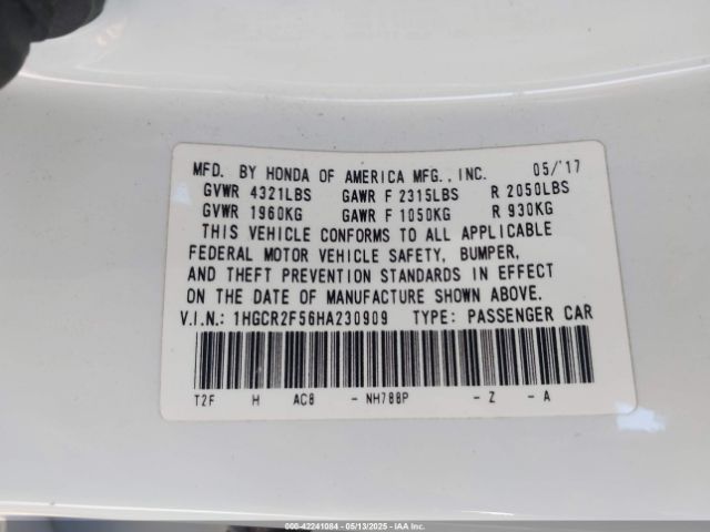 1HGCR2F56HA230909 Honda Accord Sport