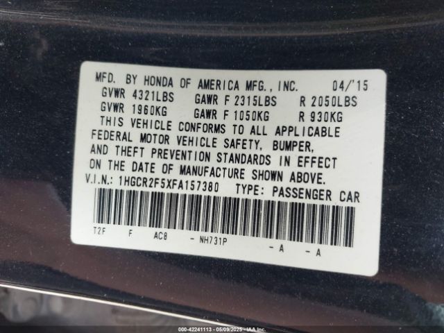 1HGCR2F5XFA157380 Honda Accord Sport