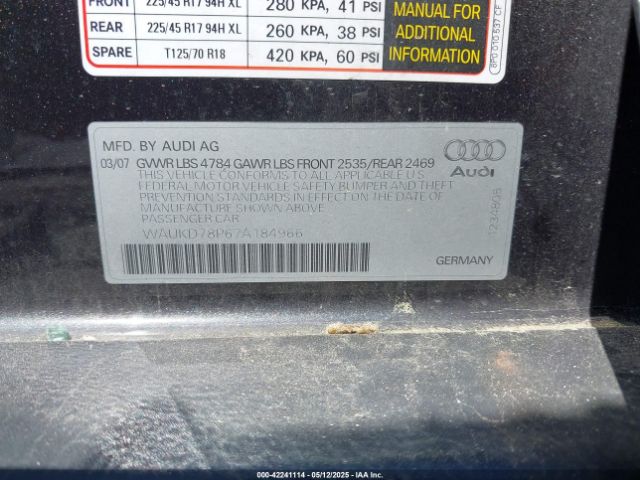 2007 AUDI A3 WAUKD78P67A184966 Photo 8