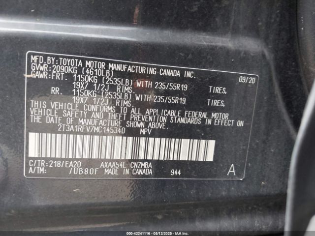2T3A1RFV7MC145340 Toyota Rav4 Xle Premium