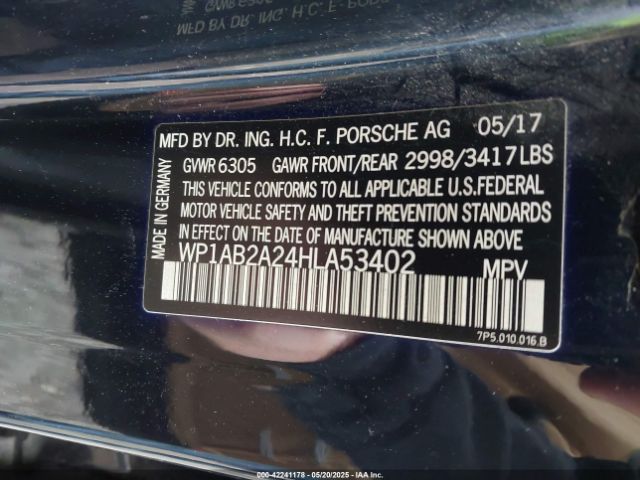 2017 PORSCHE CAYENNE WP1AB2A24HLA53402 Photo 8