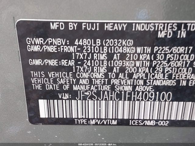 JF2SJAHC1FH409100 Subaru Forester 2.5i Limited