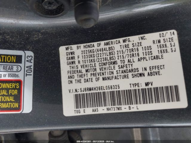 5J6RM4H36EL058325 Honda CR-V LX