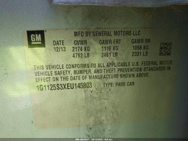 1G1125S3XEU145803 Chevrolet Impala 2lt