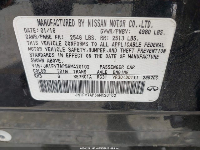 Infiniti Q50 2016 JN1FV7AP5GM420102 Image 9