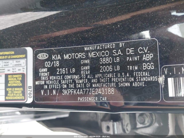 3KPFK4A77JE243188 KIA mpi nu