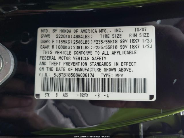 2008 ACURA RDX 5J8TB18508A006174 Photo 8