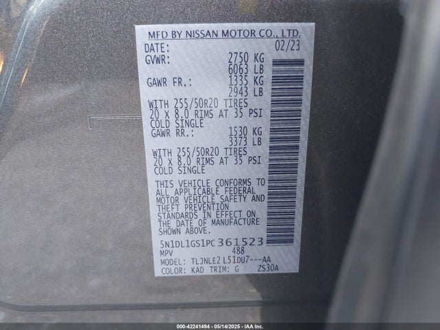 5N1DL1GS1PC361523 Infiniti QX60