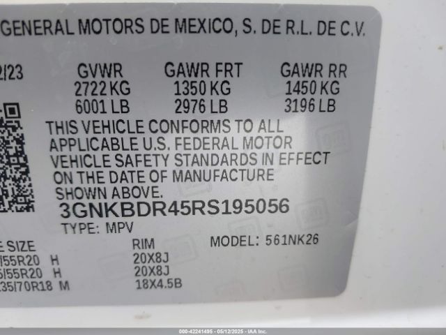3GNKBDR45RS195056 Chevrolet Blazer Fwd 3lt