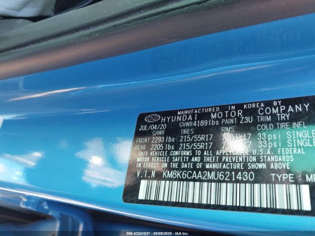 KM8K6CAA2MU621430 Hyundai Kona Sel Plus